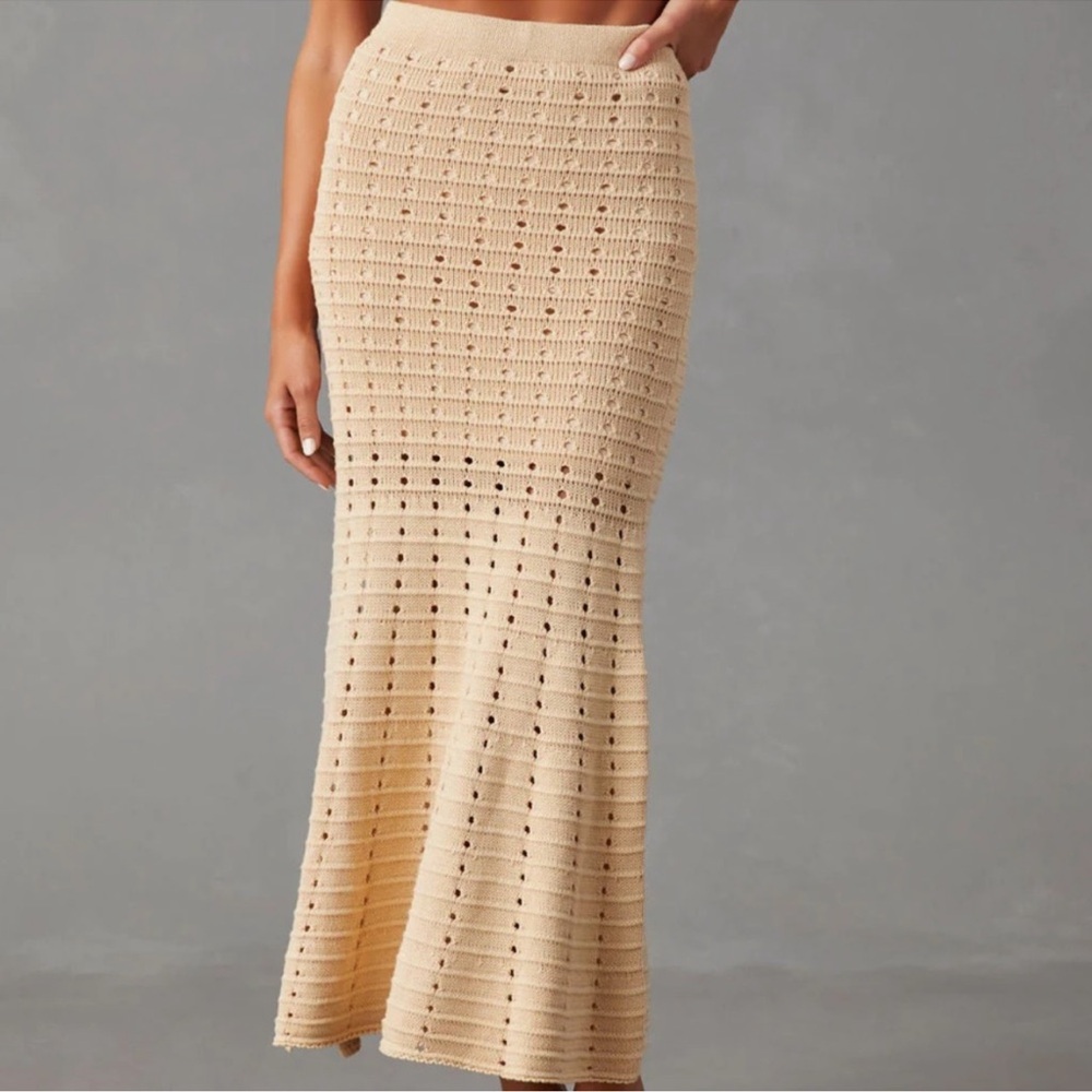 Vici Joplin Cotton Knit Maxi Cream Skirt Size Small New without tags